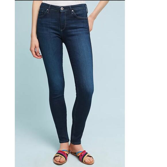 AG Blue 32 Denim Jeans The Abbey Ankle Mid Rise Super Skinny Leg Regular Fit - Picture 1 of 9
